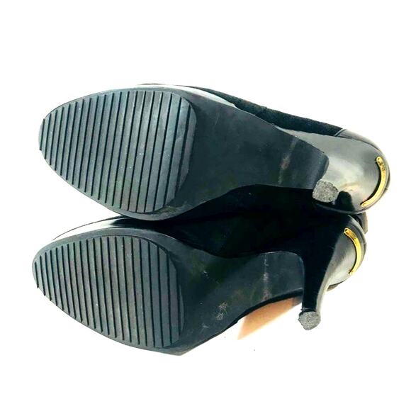Michael Michael Kors 4 Inch Stiletto Heeled Black Suede Booties Gold Accent 9.5 - Picture 3 of 4